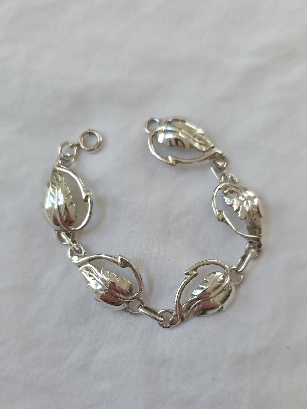 Danecraft Sterling Silver Rare Vintage Leaf Link Coquette Girl Bracelet Size 7